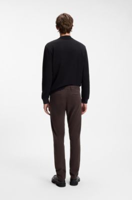 Slim-fit trousers in overdyed stretch satin, Dark Brown