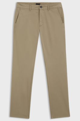 Slim-fit trousers in overdyed stretch satin, Beige