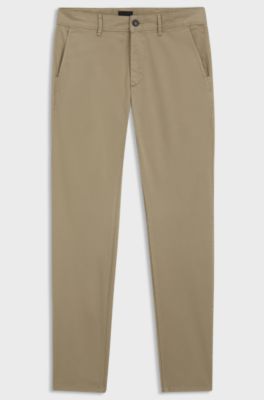 Slim-fit trousers in overdyed stretch satin, Beige