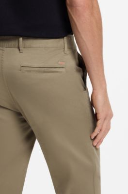 Slim-fit trousers in overdyed stretch satin, Beige