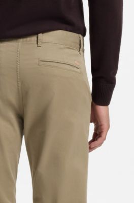 Slim-fit trousers in overdyed stretch satin, Beige