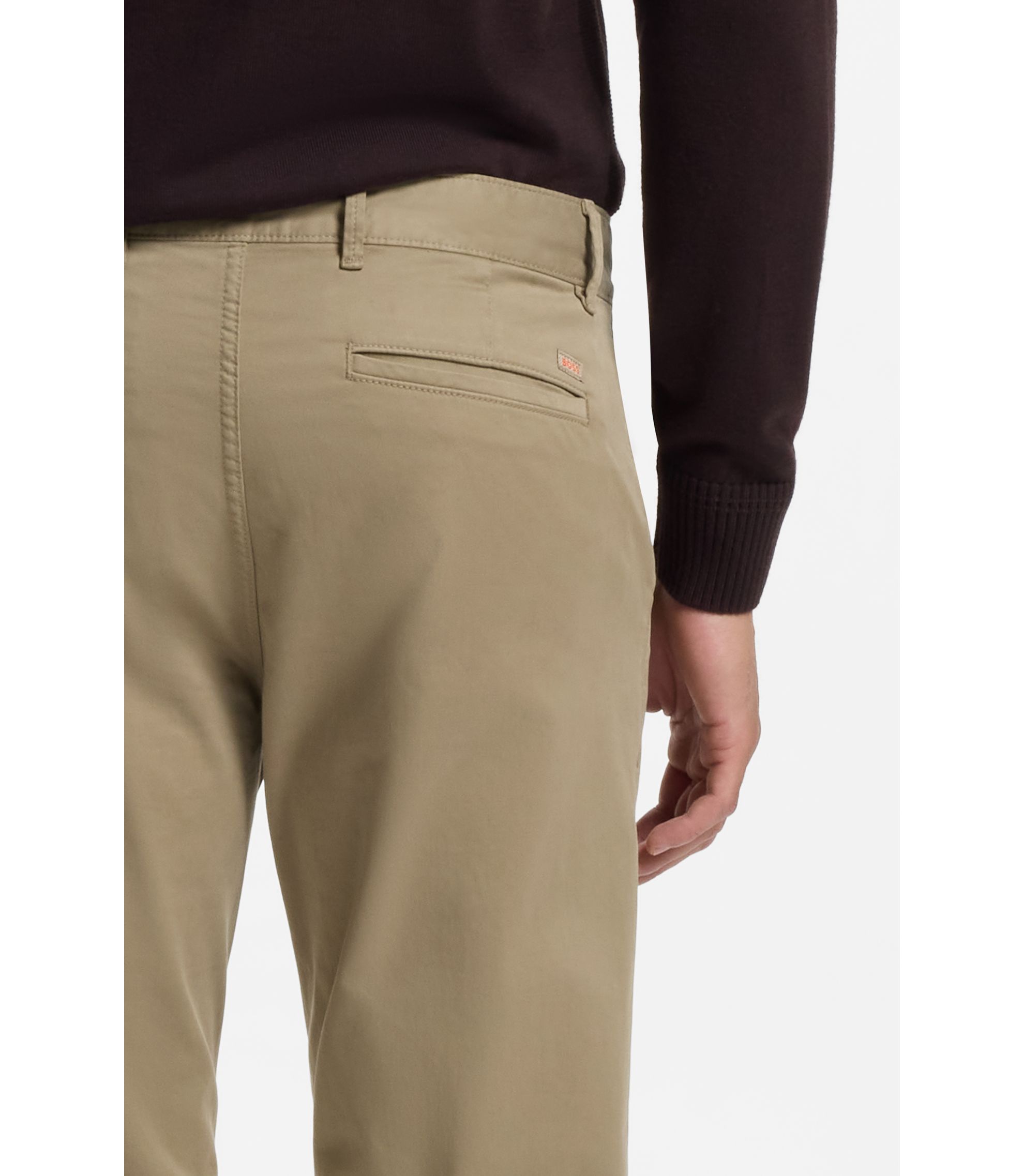 BOSS GOLF パンツ ベージュ BOSS - スリムフィットパンツ オーバーダイ ストレッチサテン - ベージュ