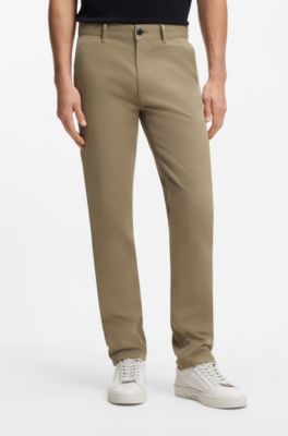 Slim-fit trousers in overdyed stretch satin, Beige