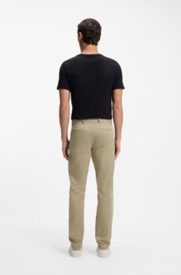 Slim-fit satijnen chino van stretchkatoen, Beige