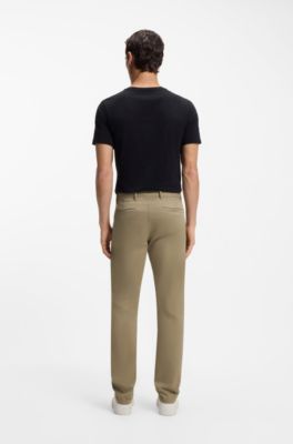 Slim-fit trousers in overdyed stretch satin, Beige