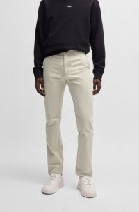 Chino Slim en satin de coton stretch, Beige clair