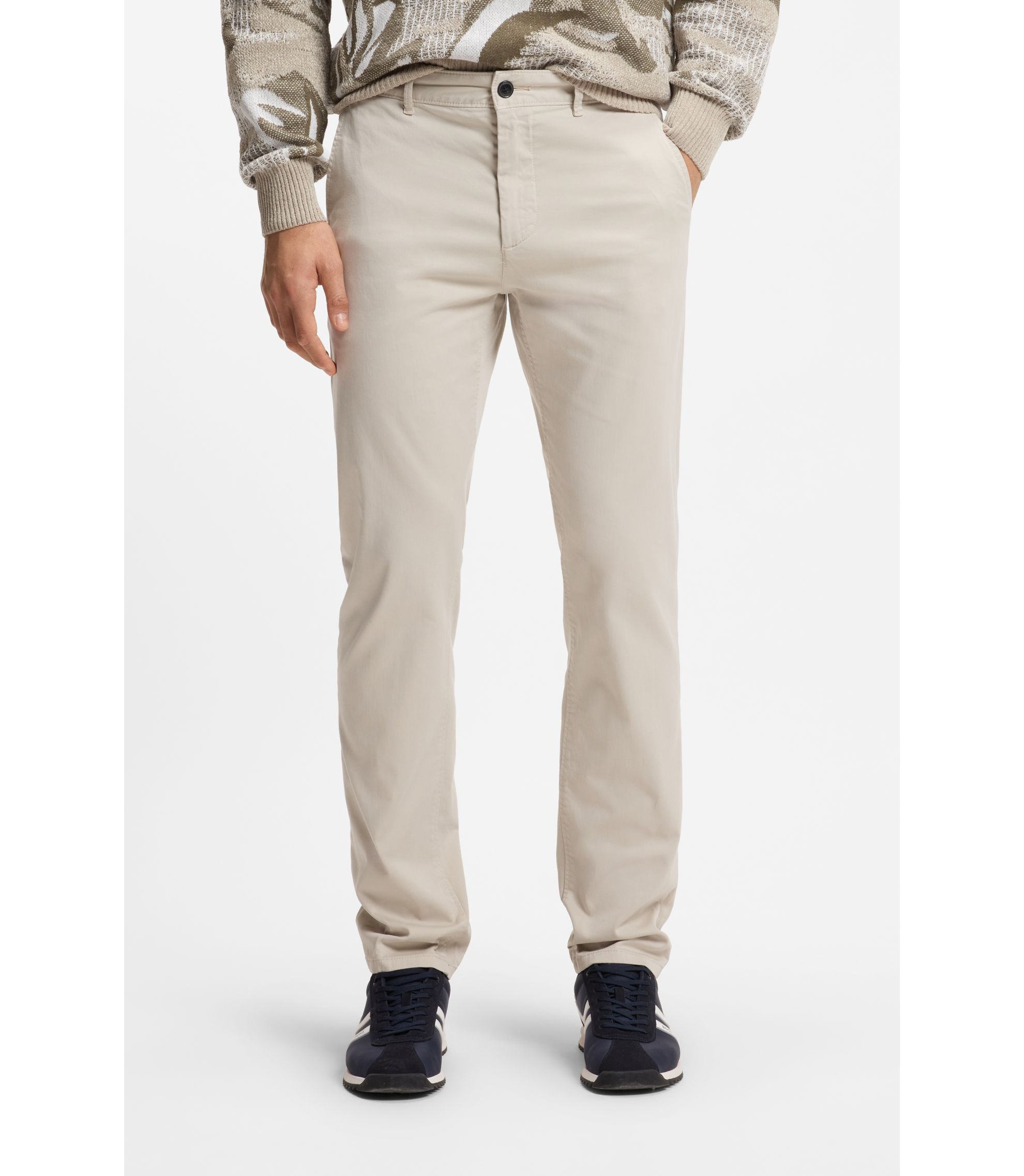 Slim-Fit Chino aus elastischem Baumwoll-Satin