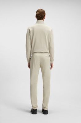 Chino slim fit in satin di cotone elasticizzato, Beige chiaro