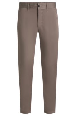 스트레치 코튼 새틴 슬림 핏 치노, 베이지