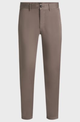 Slim-fit satijnen chino van stretchkatoen, Beige