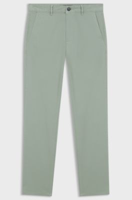 Slim-fit trousers in overdyed stretch satin, Light Green