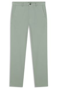 Slim-fit chinos in stretch-cotton satin, Light Green