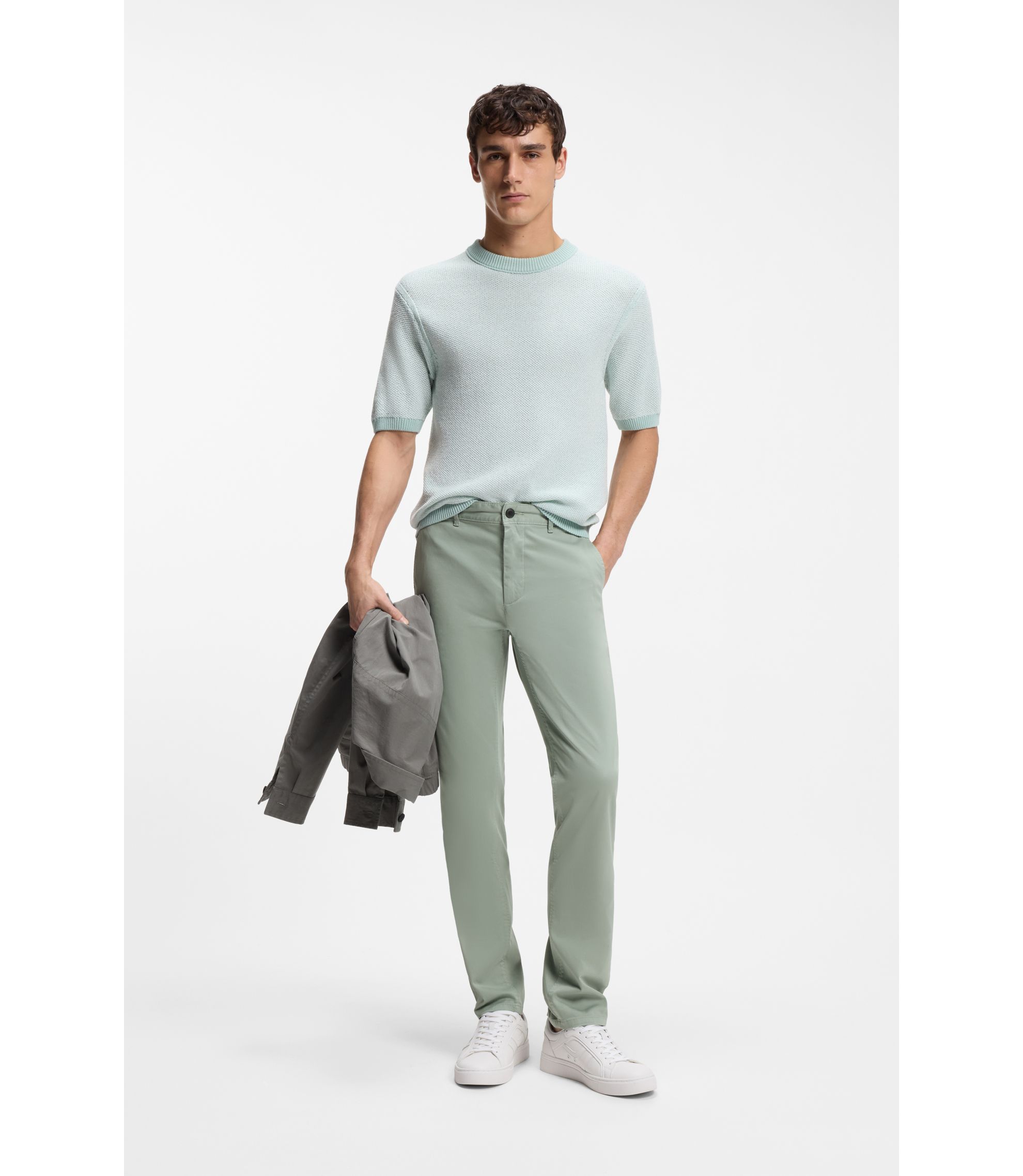 BOSS - スリムフィットチノ ストレッチコットン サテン - ライトグリーン