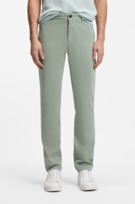 Slim-fit trousers in overdyed stretch satin, Light Green