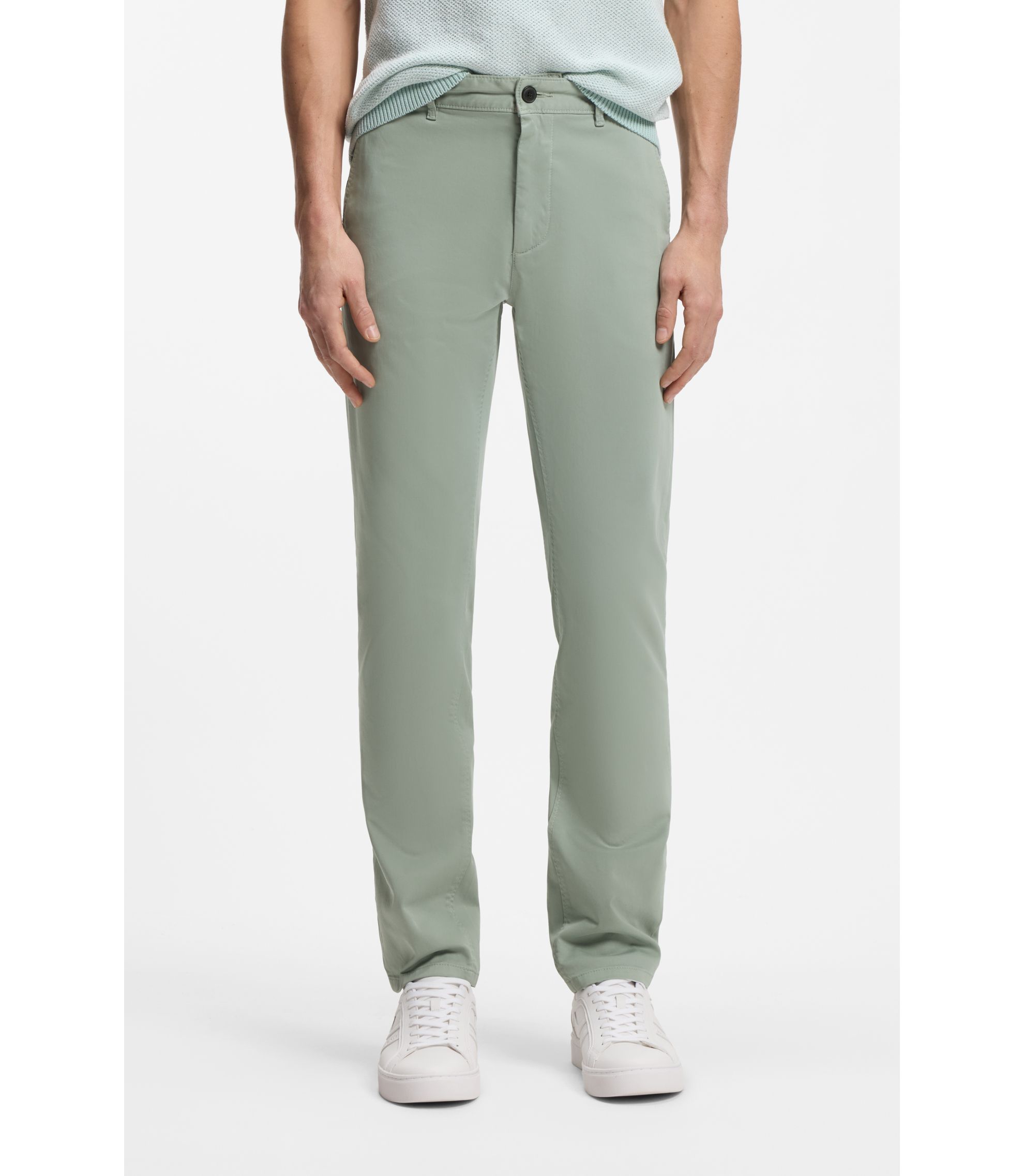 Slim-Fit Chino aus elastischem Baumwoll-Satin
