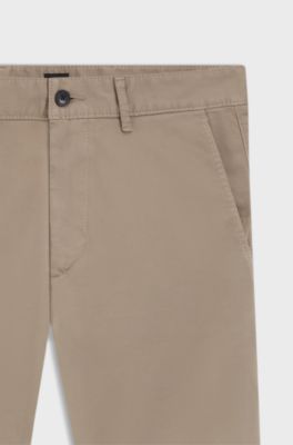 Slim-fit trousers in overdyed stretch satin, Beige