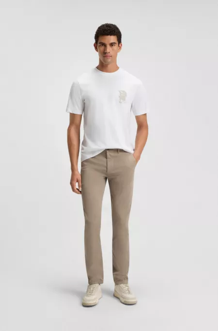 Slim-fit trousers in stretch-cotton satin