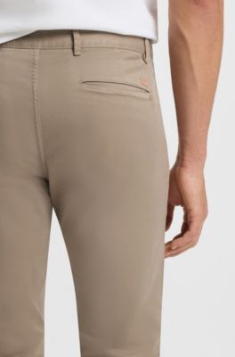 Slim-fit trousers in overdyed stretch satin, Beige