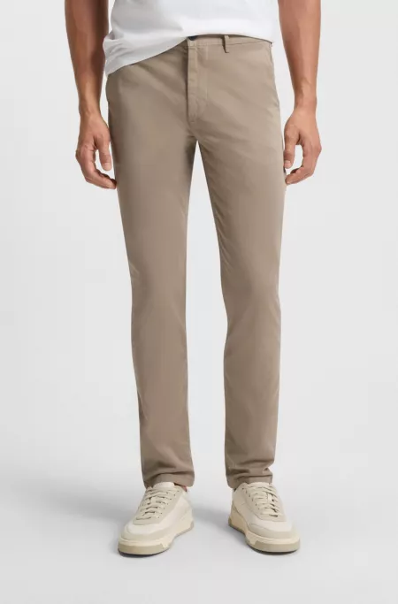 Slim-fit trousers in stretch-cotton satin