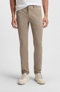 Slim-fit broek in satijn van stretchkatoen, Beige