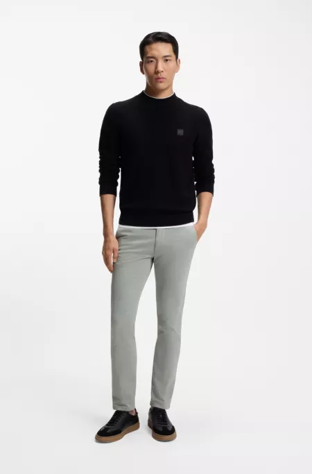 Slim-fit trousers in stretch-cotton satin