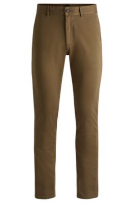 Hugo Boss Slim-fit Trousers In Stretch-cotton Satin