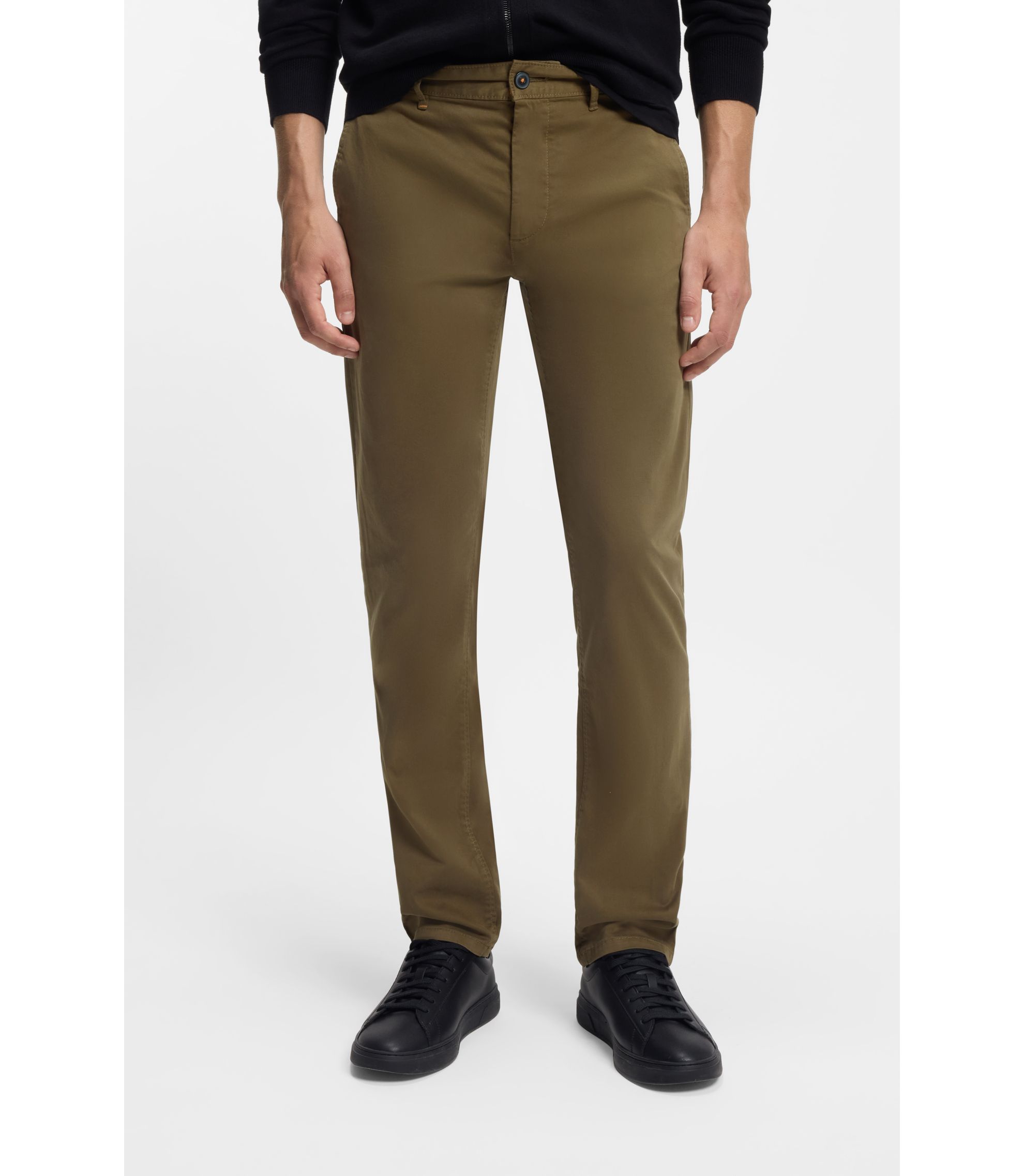 Slim-Fit Chino aus elastischem Baumwoll-Satin