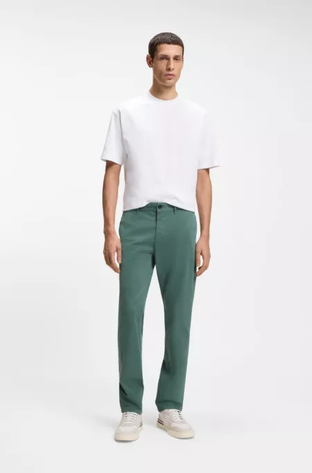 Slim-fit trousers in stretch-cotton satin