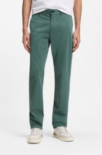 Slim-fit satijnen chino van stretchkatoen, Groen