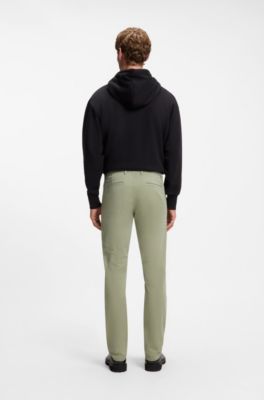 Slim-fit trousers in overdyed stretch satin, Light Green