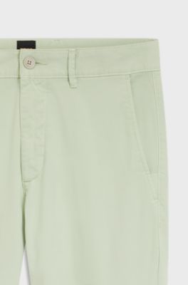 Slim-Fit Hose aus &uuml;berf&auml;rbtem elastischem Satin, Hellgr&uuml;n