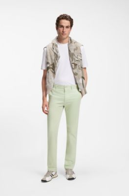 Slim-Fit Hose aus &uuml;berf&auml;rbtem elastischem Satin, Hellgr&uuml;n
