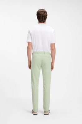 Slim-Fit Hose aus &uuml;berf&auml;rbtem elastischem Satin, Hellgr&uuml;n