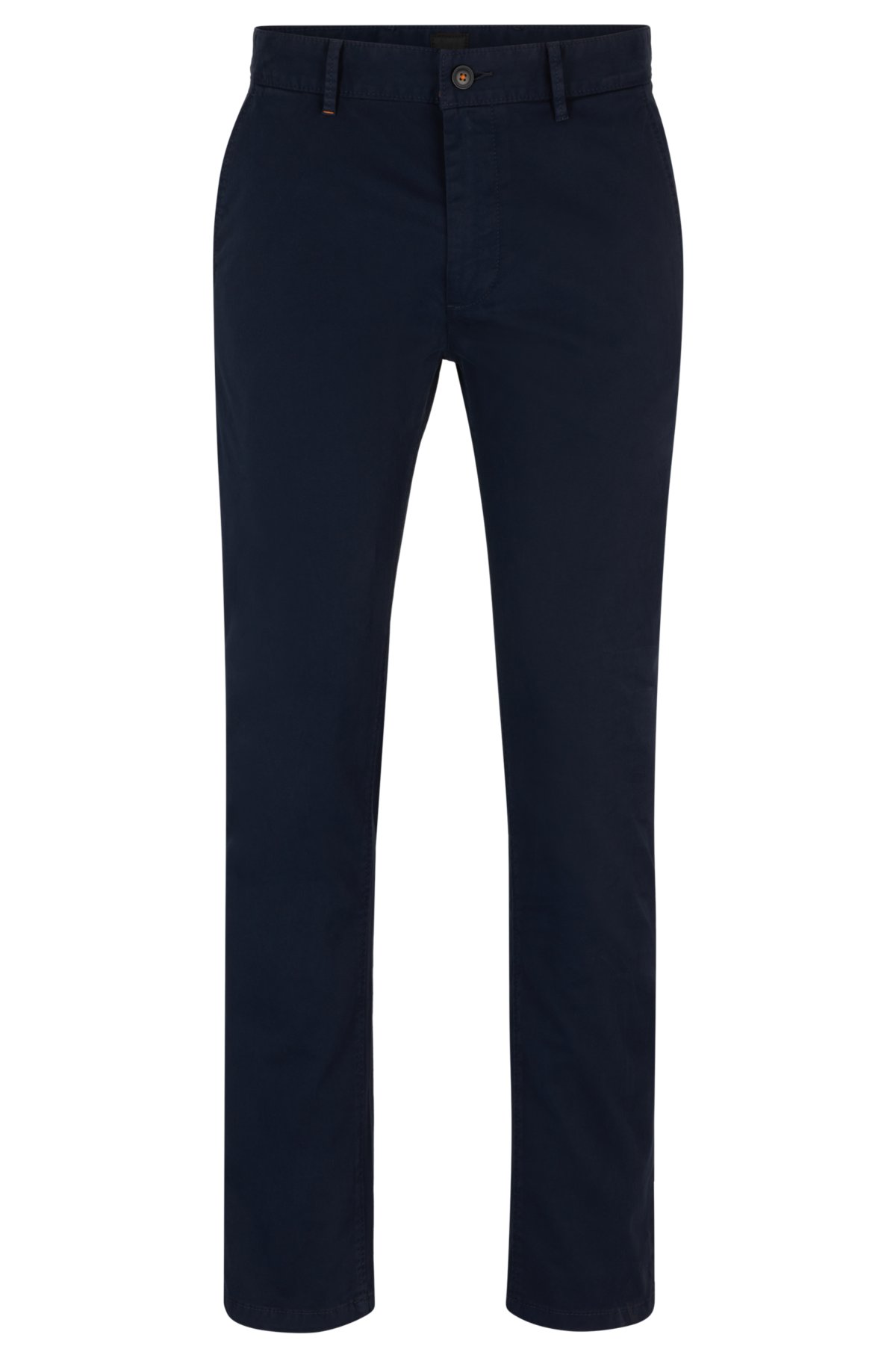 BOSS - Slim-fit chinos in stretch-cotton satin