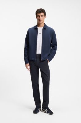 Slim-Fit Chino aus elastischem Baumwoll-Satin, Dunkelblau