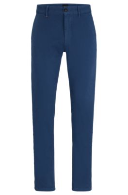 BOSS - Slim-fit chinos in stretch-cotton satin