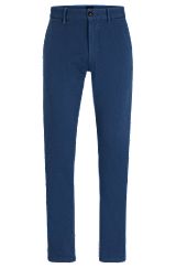 Pantaloni slim fit in satin di cotone elasticizzato, Blu scuro