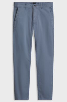 Slim-fit trousers in overdyed stretch satin, Blue