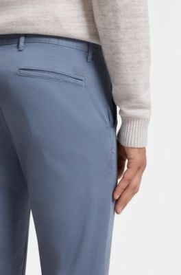 Slim-fit trousers in overdyed stretch satin, Blue