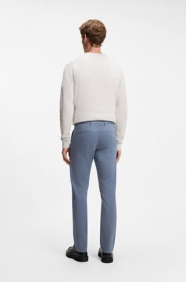 Slim-fit trousers in overdyed stretch satin, Blue