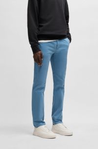 Chino Slim en satin de coton stretch, bleu clair