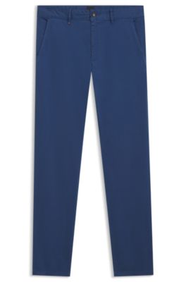 Chinos slim fit de raso de algod&oacute;n el&aacute;stico, Azul