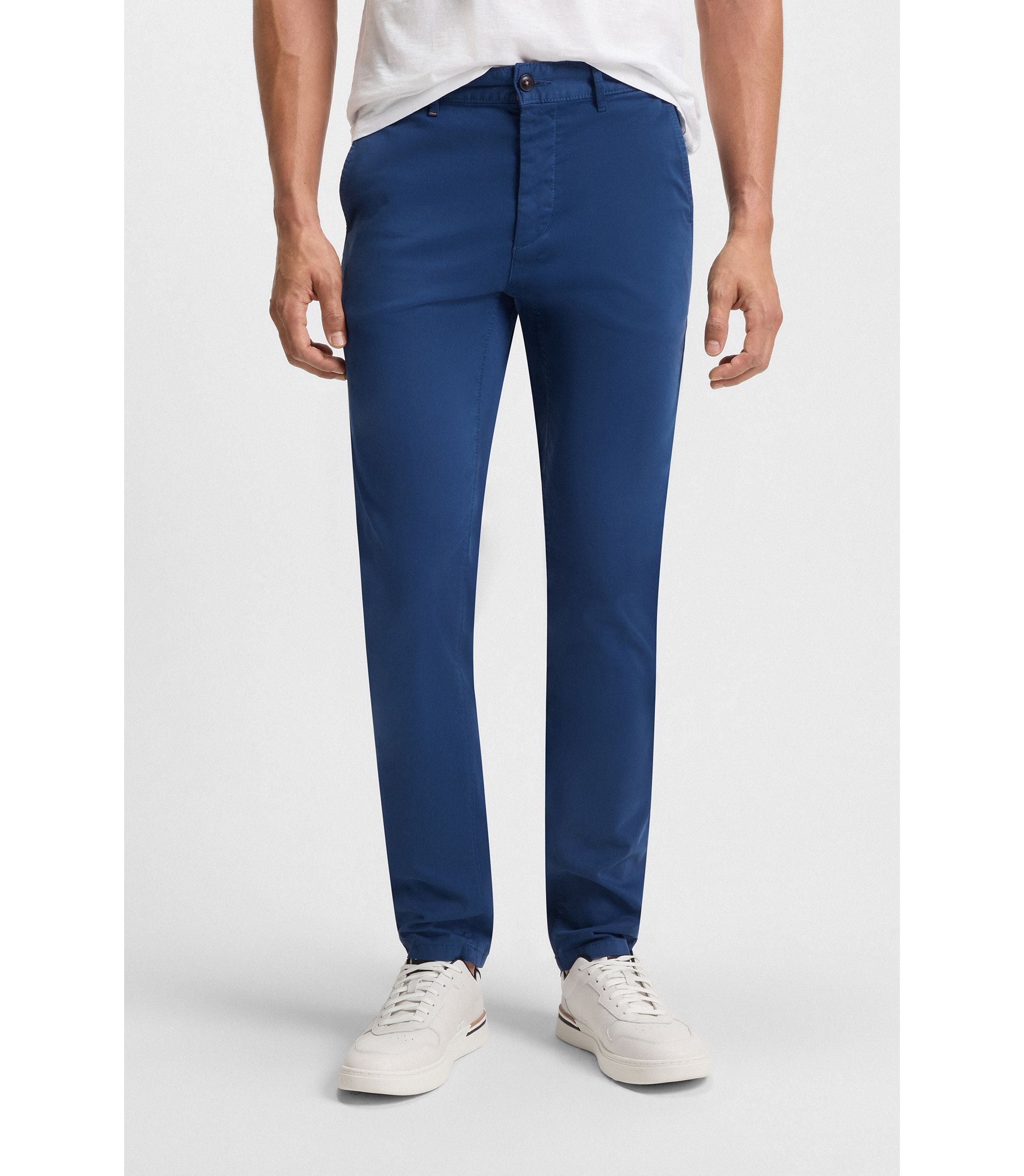 Slim-Fit Chino aus elastischem Baumwoll-Satin