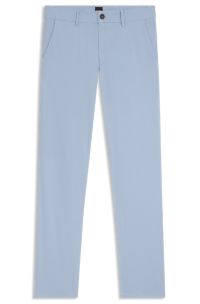 Slim-fit chinos in stretch-cotton satin, Light Blue
