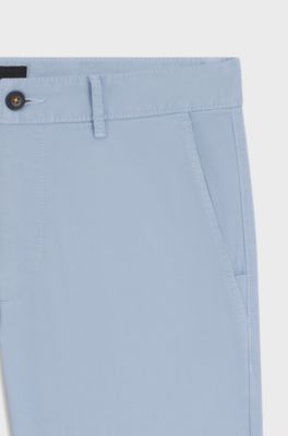 Slim-fit chinos in stretch-cotton satin, Light Blue