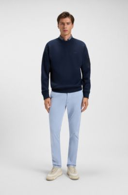 Slim-fit chinos in stretch-cotton satin, Light Blue