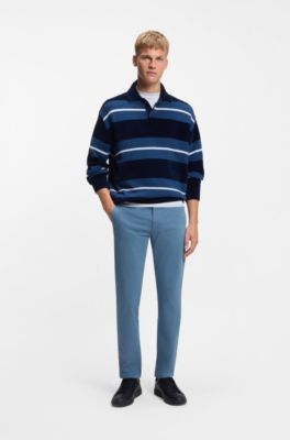 Slim-fit trousers in overdyed stretch satin, Light Blue