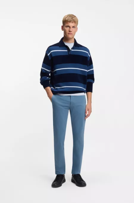 Slim-fit trousers in stretch-cotton satin