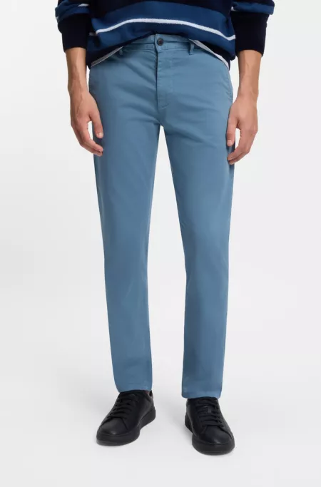 Slim-fit trousers in stretch-cotton satin