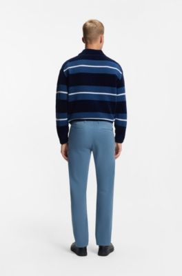 Slim fit-chinos i stretchig bomullssatin, Ljusbl&aring;